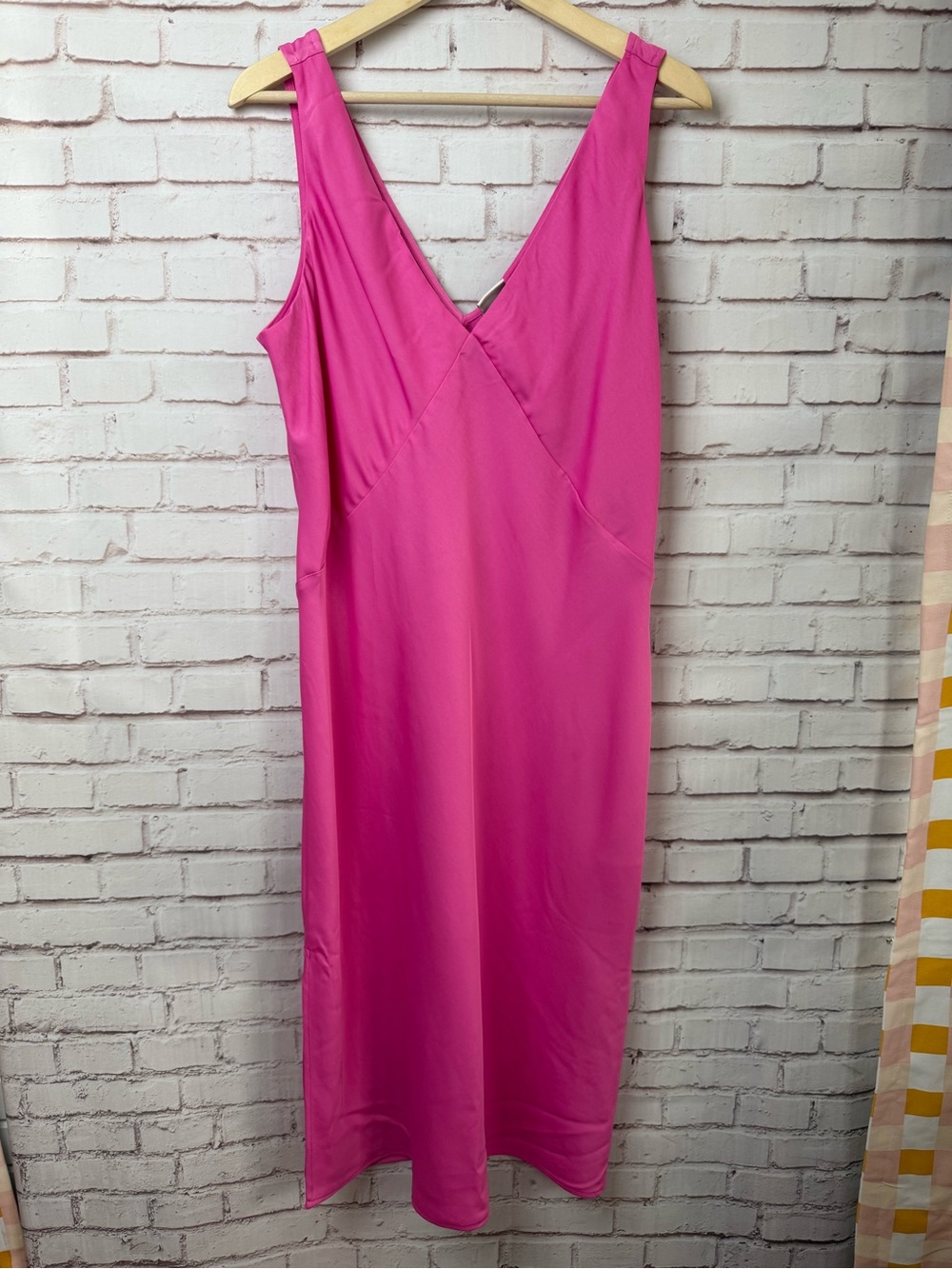 a new day Hot Pink V-Neck Midi Tank Dress